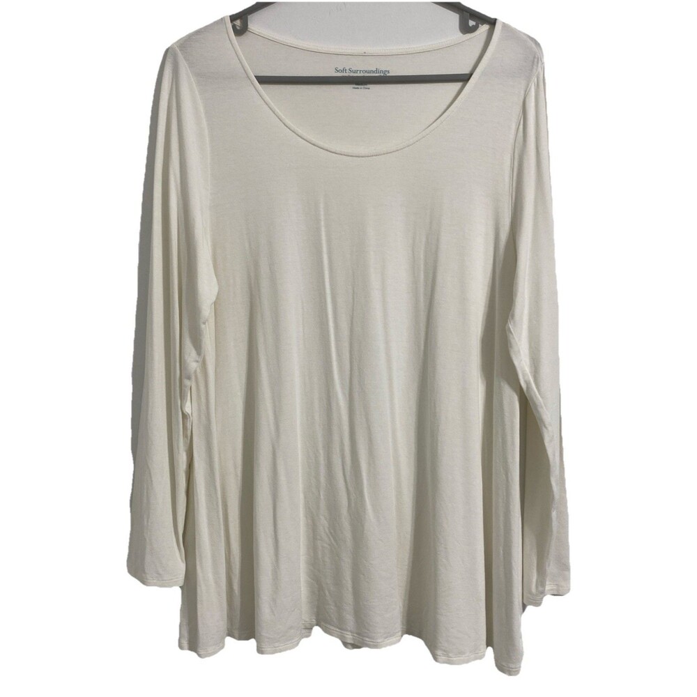 Soft Surroundings Shirt Women's M 8 10 Off White Ivory Long Sleeve Tunic T-shirt